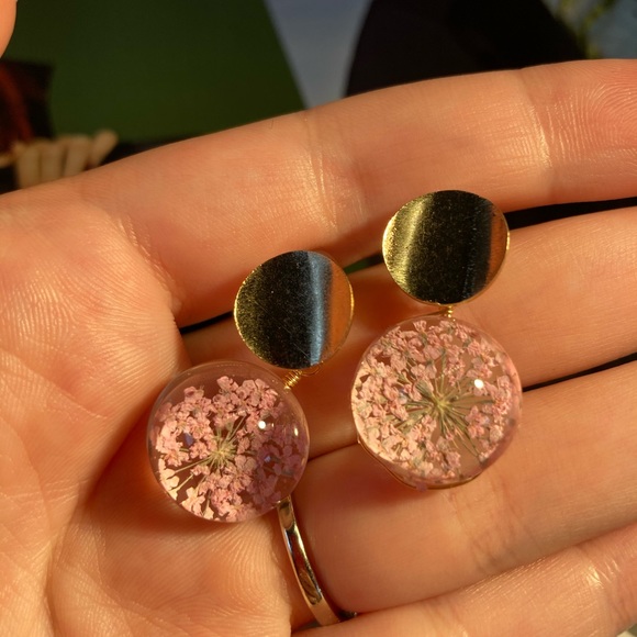 Pink Flowers Acrylic Earrings - Picture 3 of 4